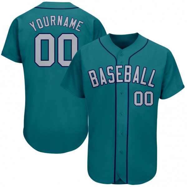 Women's Custom Aqua Gray-Navy Authentic Baseball Jersey